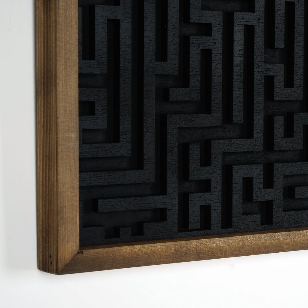 Geometric Wood Maze Wall Art for Bedroom Decor – Long Maze Design in Wood Frame – Perfect Wall Hanging for a Stylish Touch.