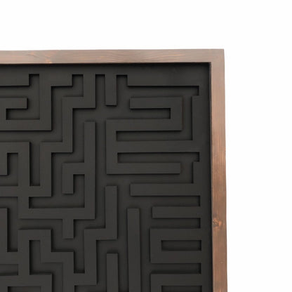 Geometric Wood Maze Wall Art for Bedroom Decor – Long Maze Design in Wood Frame – Perfect Wall Hanging for a Stylish Touch.