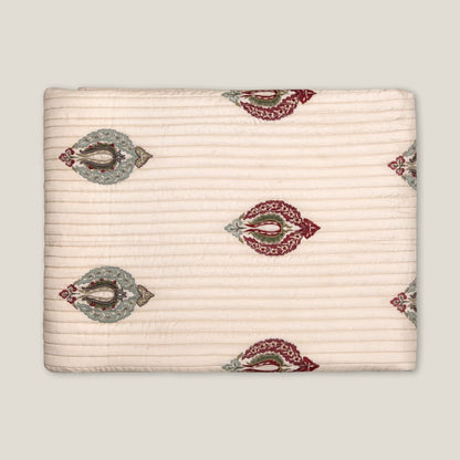 Abeeha Off White Emb. Faux Silk Bedspread