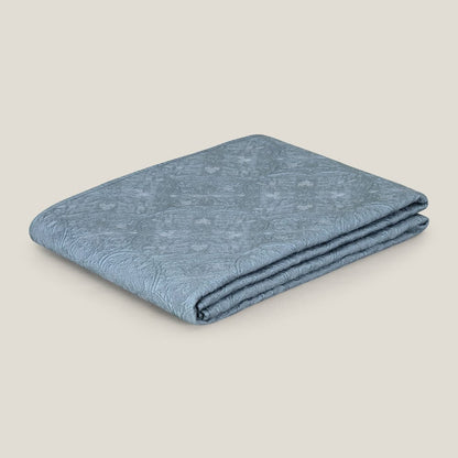 Ayaana Yellow & Blue Reversible Faux Silk Bedspread