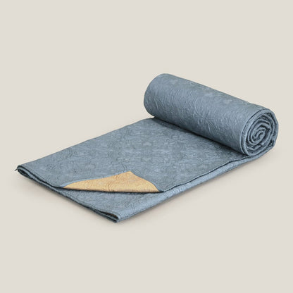 Ayaana Yellow & Blue Reversible Faux Silk Bedspread