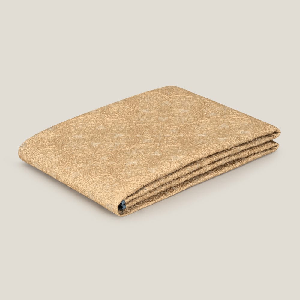 Ayaana Yellow & Blue Reversible Faux Silk Bedspread