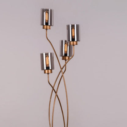 Twisted Cluster (Antique Gold, Smokey Grey) Glass Floor Lamp