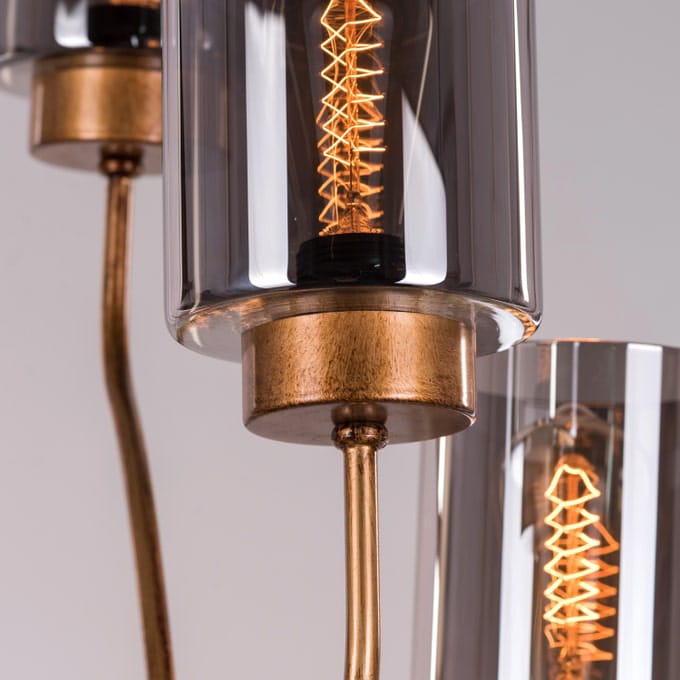 Twisted Cluster (Antique Gold, Smokey Grey) Glass Floor Lamp