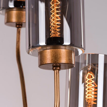 Twisted Cluster (Antique Gold, Smokey Grey) Glass Floor Lamp