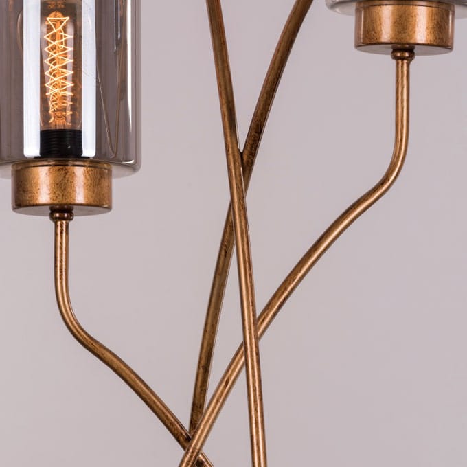 Twisted Cluster (Antique Gold, Smokey Grey) Glass Floor Lamp