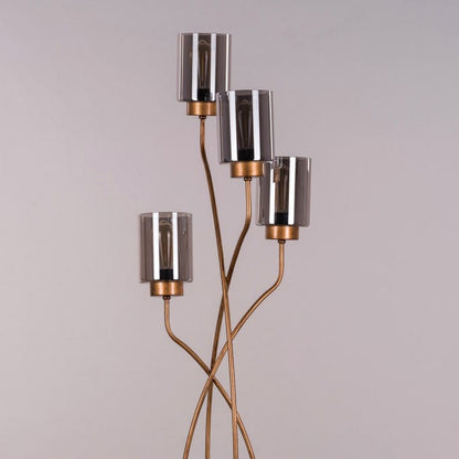 Twisted Cluster (Antique Gold, Smokey Grey) Glass Floor Lamp