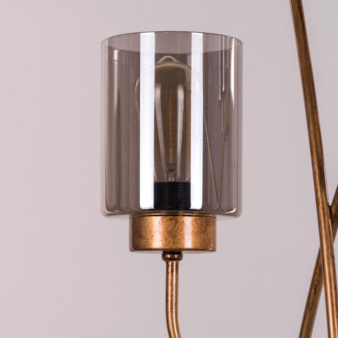 Twisted Cluster (Antique Gold, Smokey Grey) Glass Floor Lamp