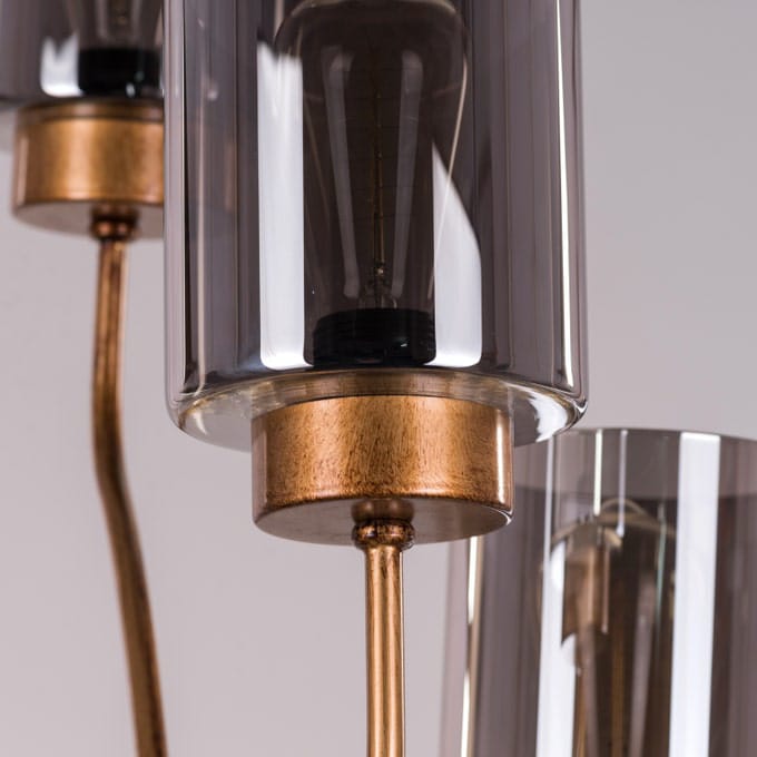 Twisted Cluster (Antique Gold, Smokey Grey) Glass Floor Lamp
