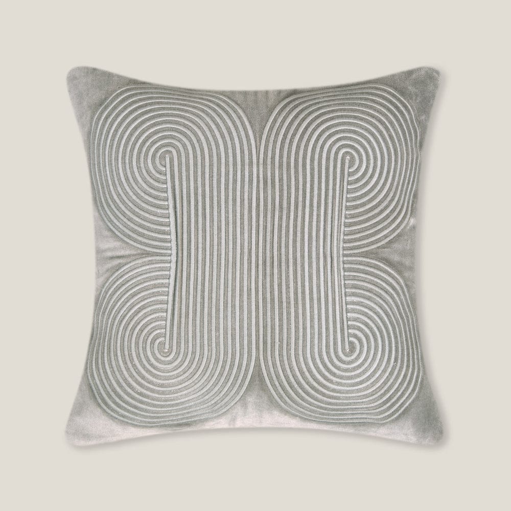 Jade Light Grey Emb. Velvet Cushion Cover