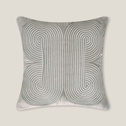 Jade Light Grey Emb. Velvet Cushion Cover