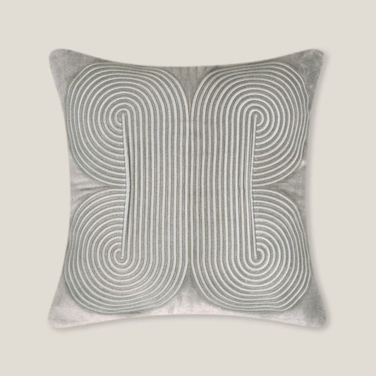 Jade Light Grey Emb. Velvet Cushion Cover