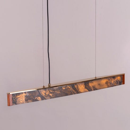 In The Clouds (Gold, LED) Stone Veneer Pendant Light