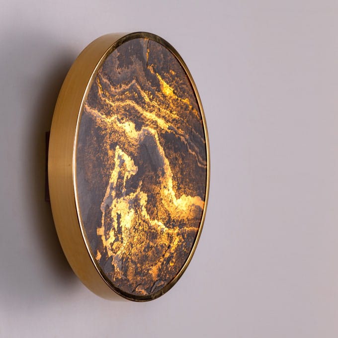 Slate Abate (Gold, Built-In LED) Stone Veneer Wall Light