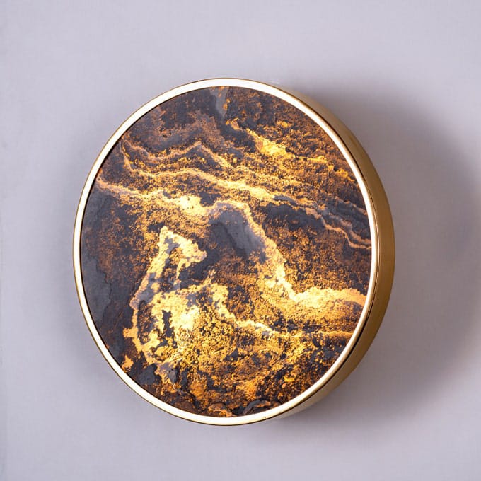 Slate Abate (Gold, Built-In LED) Stone Veneer Wall Light