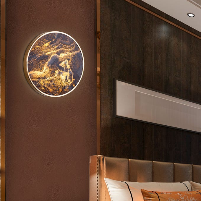Slate Abate (Gold, Built-In LED) Stone Veneer Wall Light