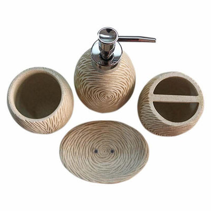 Rosewood Carved Polyresin Bathroom Set