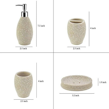 Rosewood Carved Polyresin Bathroom Set