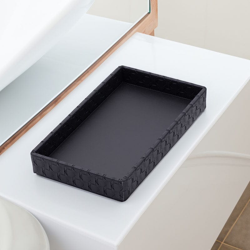 Lorae Vegan Leather Bathroom Tray - Black