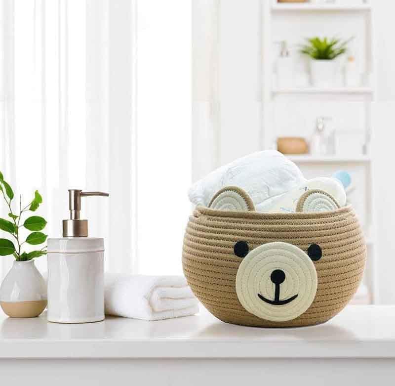 Happy Bear Multipurpose Basket- Beige