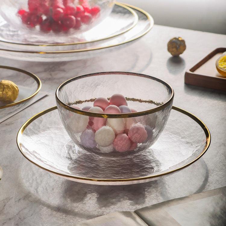opaque dine-ware with gold rim