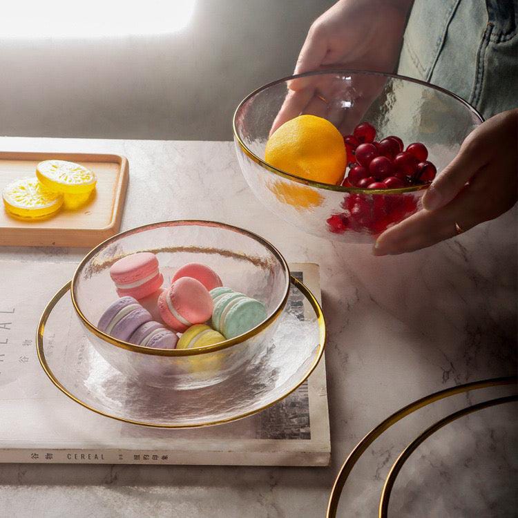opaque dine-ware with gold rim