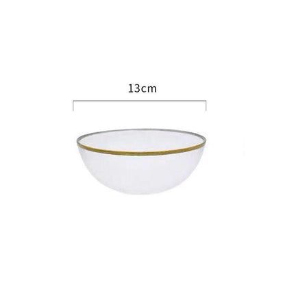 opaque dine-ware with gold rim