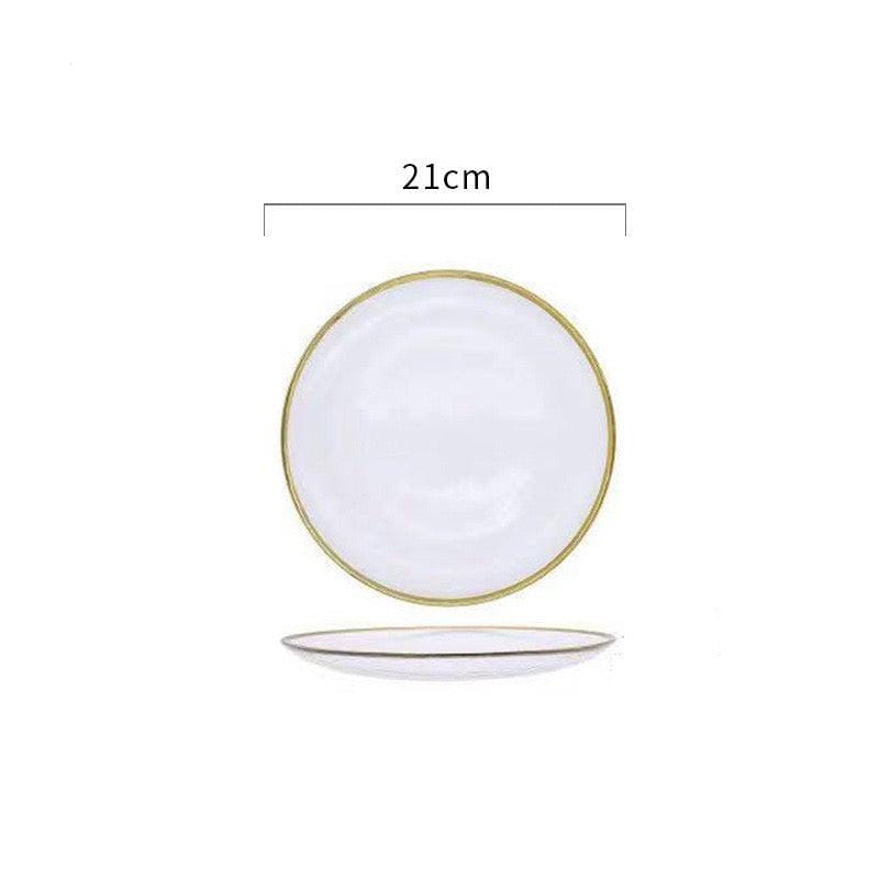 opaque dine-ware with gold rim