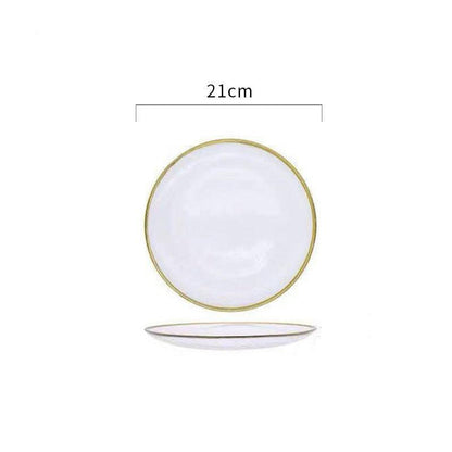 opaque dine-ware with gold rim