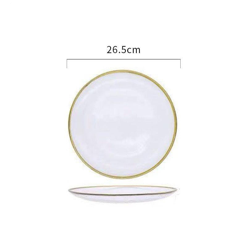 opaque dine-ware with gold rim