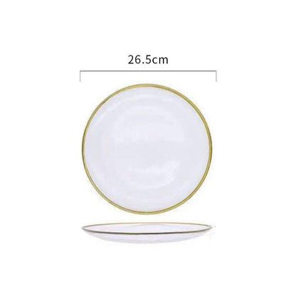 opaque dine-ware with gold rim