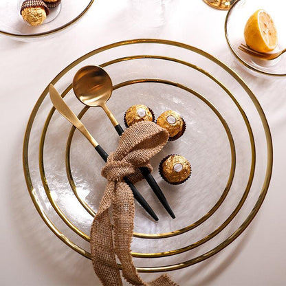 opaque dine-ware with gold rim