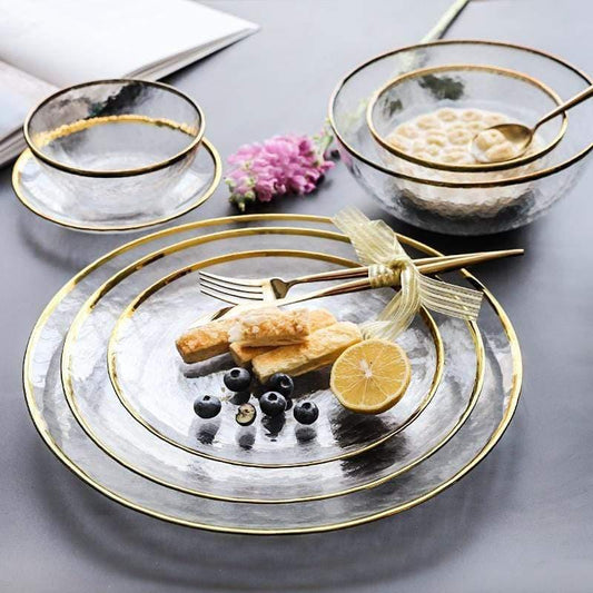 opaque dine-ware with gold rim