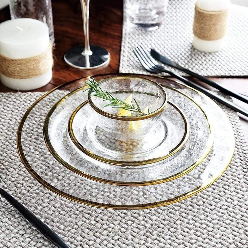 opaque dine-ware with gold rim