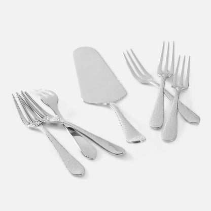 Set of 7 Silver Stainless Steel Pastry Server and Forks