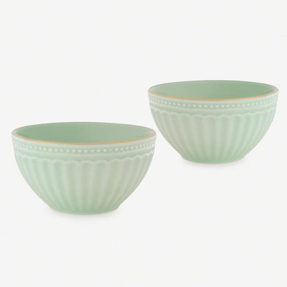 Set of 2 Light Green Ceramic Small Bowls