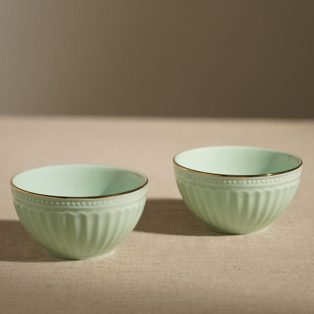 Set of 2 Light Green Ceramic Small Bowls