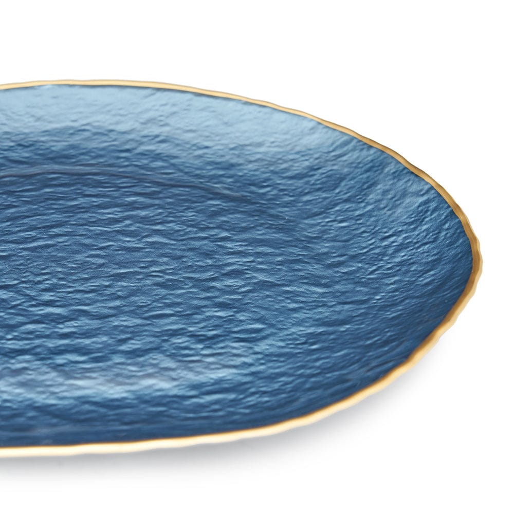 Set of 2 Blue Dune Glass Charger Plates