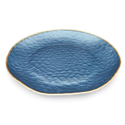 Set of 2 Blue Dune Glass Charger Plates