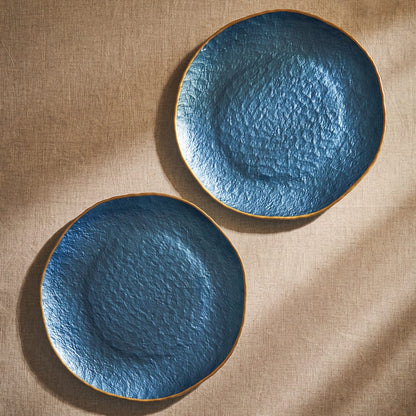 Set of 2 Blue Dune Glass Charger Plates