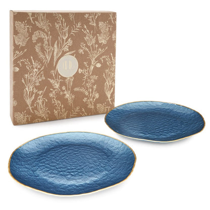 Set of 2 Blue Dune Glass Charger Plates