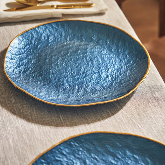 Set of 2 Blue Dune Glass Charger Plates