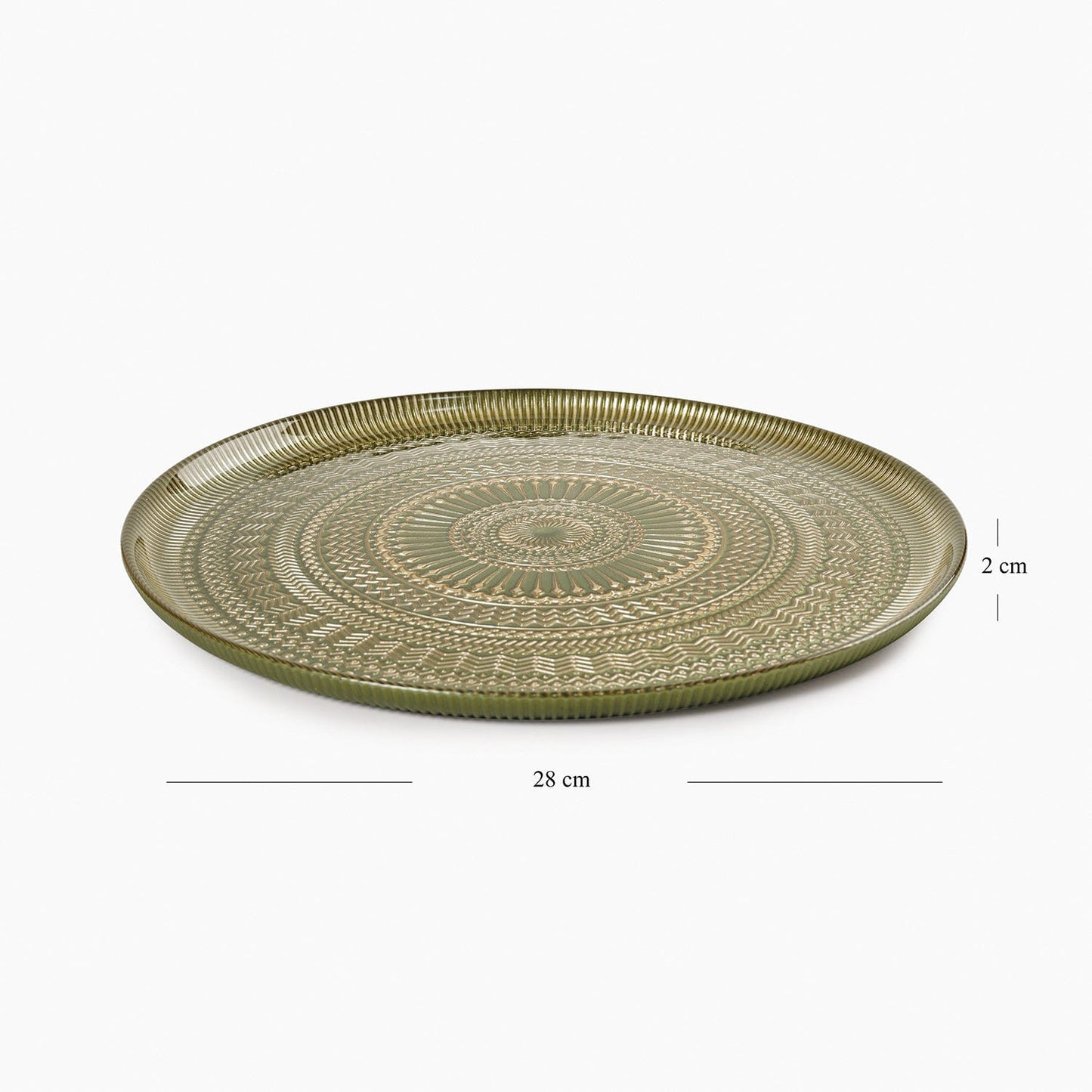 Set of 2 Green Ribbed Dinner Plates
