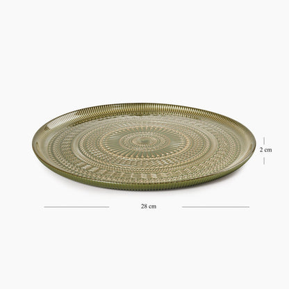 Set of 2 Green Ribbed Dinner Plates