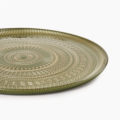 Set of 2 Green Ribbed Dinner Plates