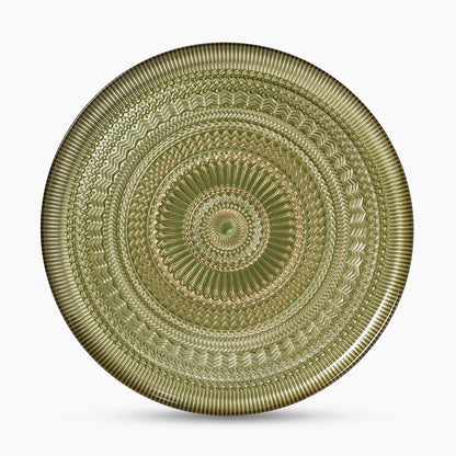 Set of 2 Green Ribbed Dinner Plates