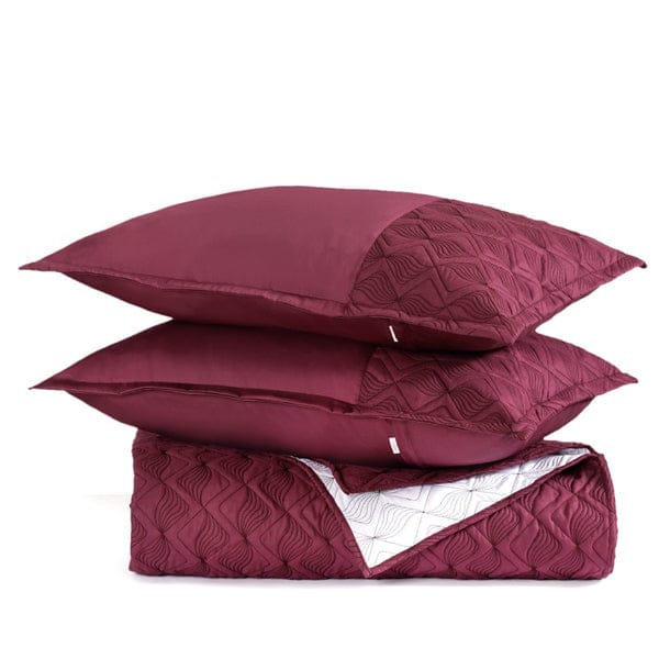 Marsala Embroidered 210TC Cotton Bed Cover With 2 Pillow Covers