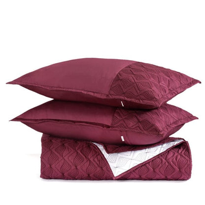 Marsala Embroidered 210TC Cotton Bed Cover With 2 Pillow Covers