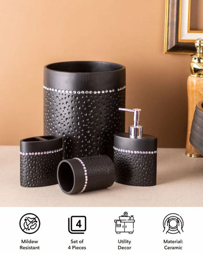 Dotted Bath Accessories Set of 4-Piece