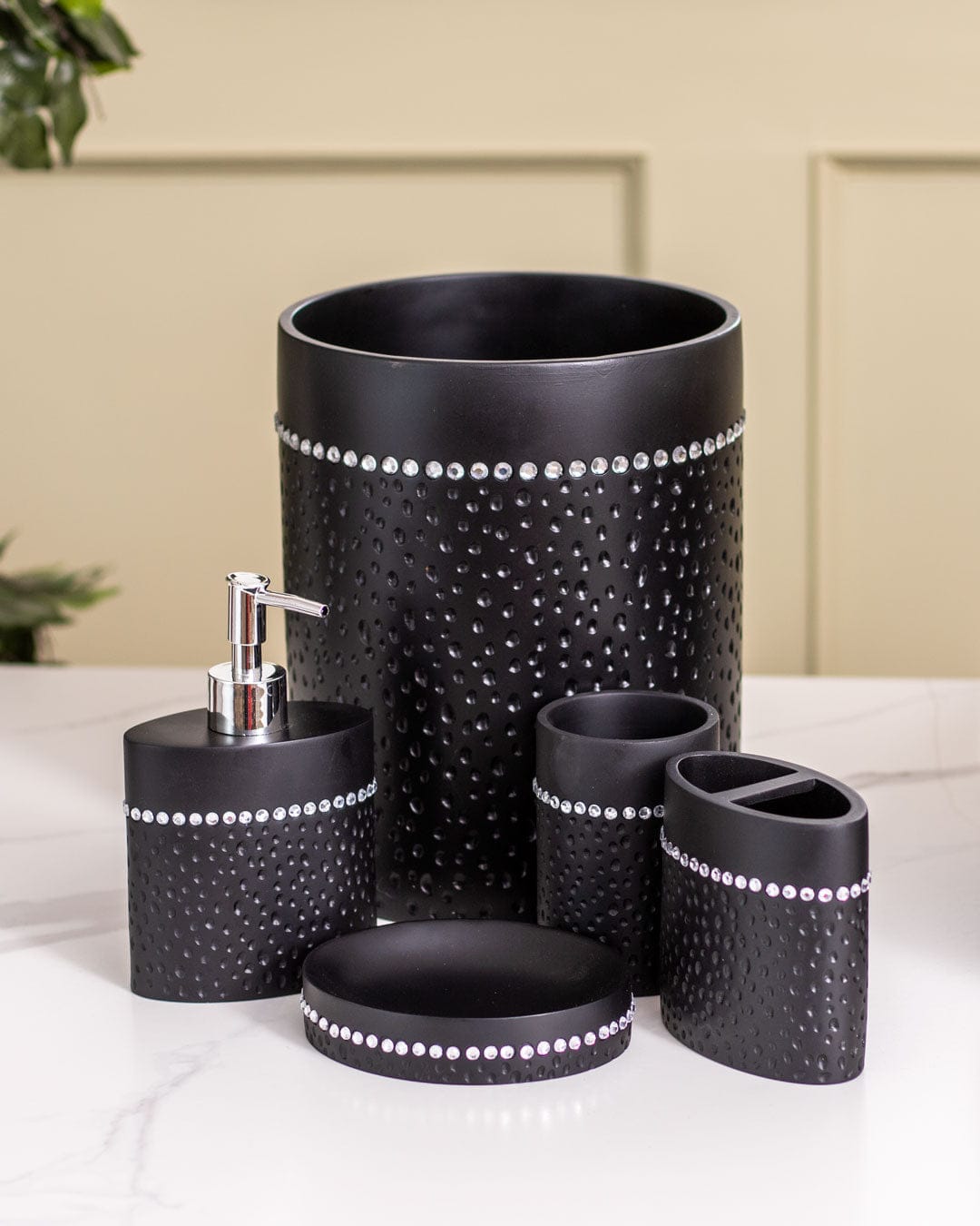 Dotted Bath Accessories Set of 4-Piece
